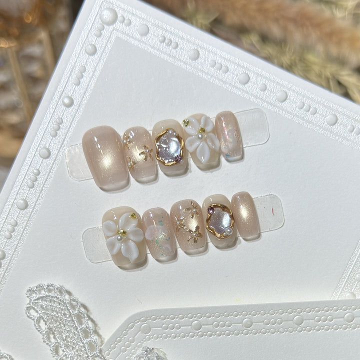 Elegant Floral Press-On Nail Art Set Kalsten