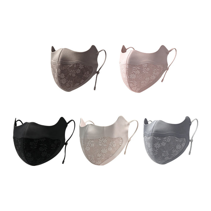 Lace-Panel Breathable Reusable Face Mask with Adjustable Ear Loops Kalsten