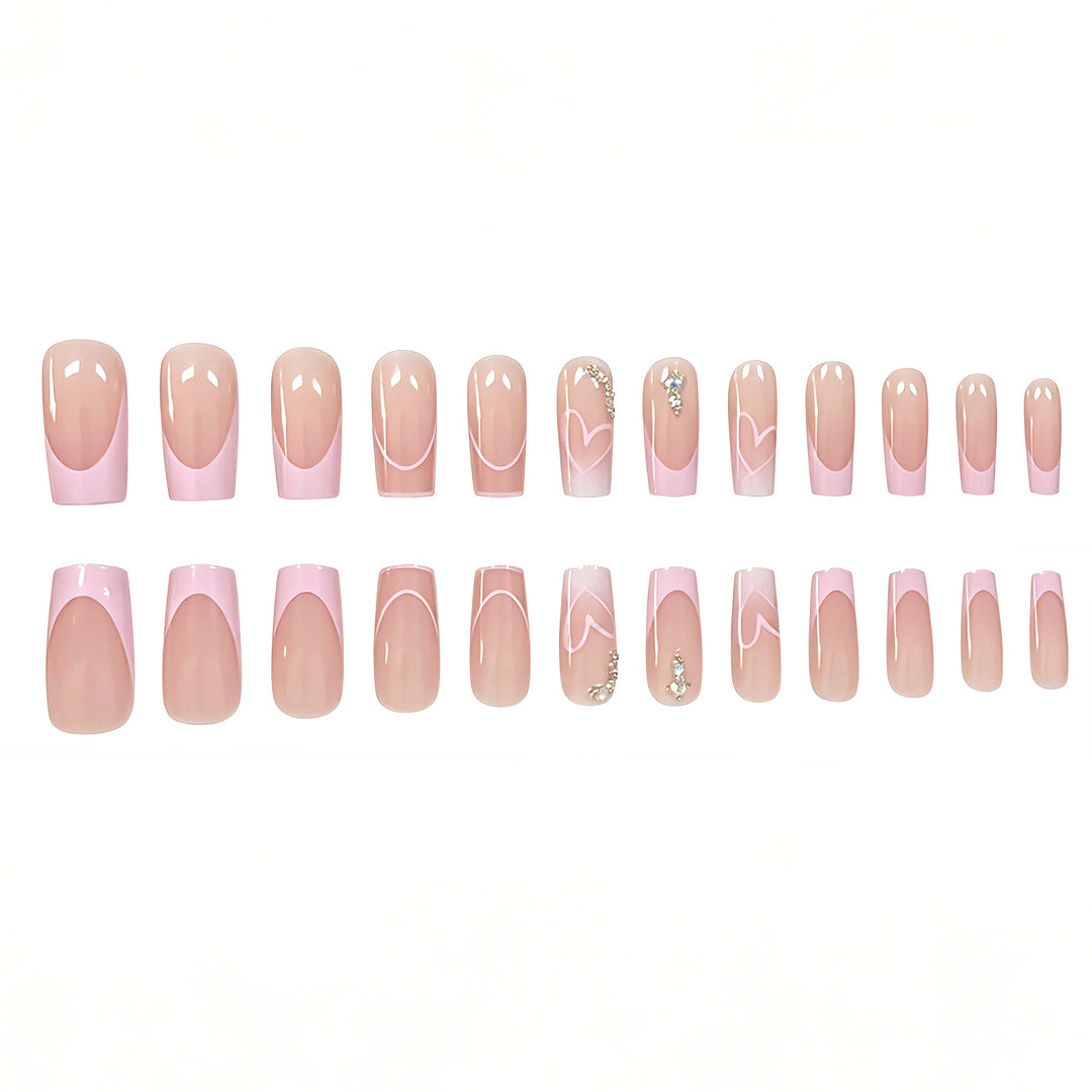 Heart-Embellished Acrylic Nail Enhancements Kalsten