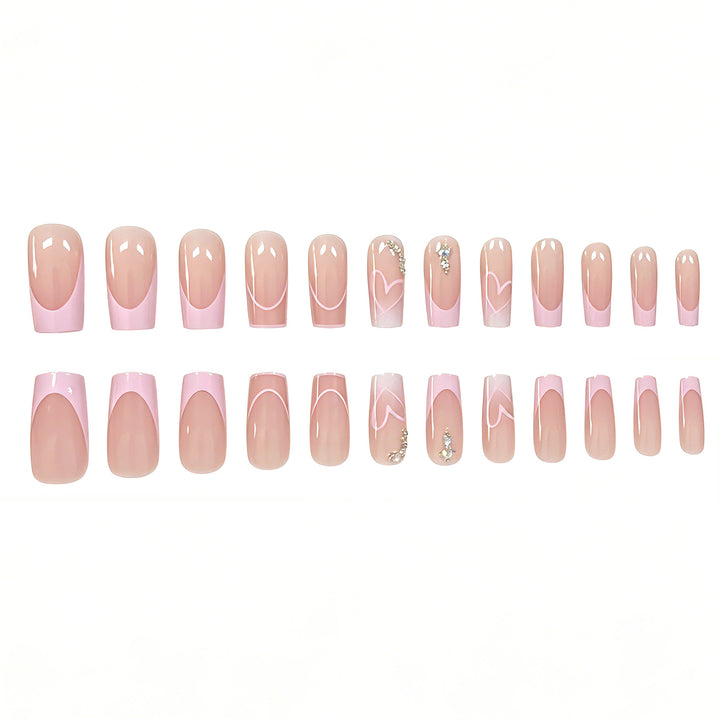 Heart-Embellished Acrylic Nail Enhancements Kalsten