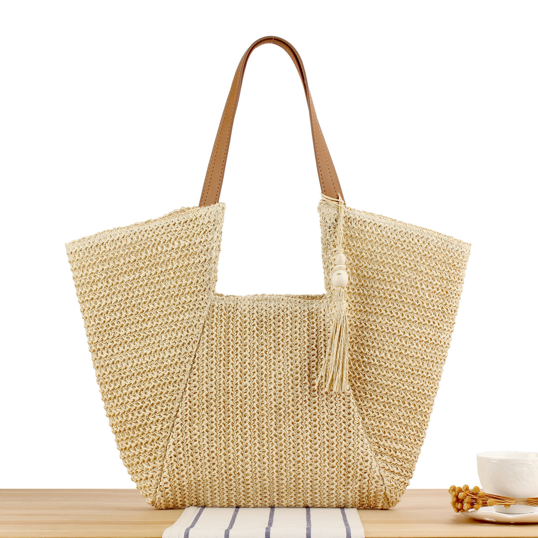 Handbag Made of Handwoven Raffia with Elegant Leather Accents Kalsten