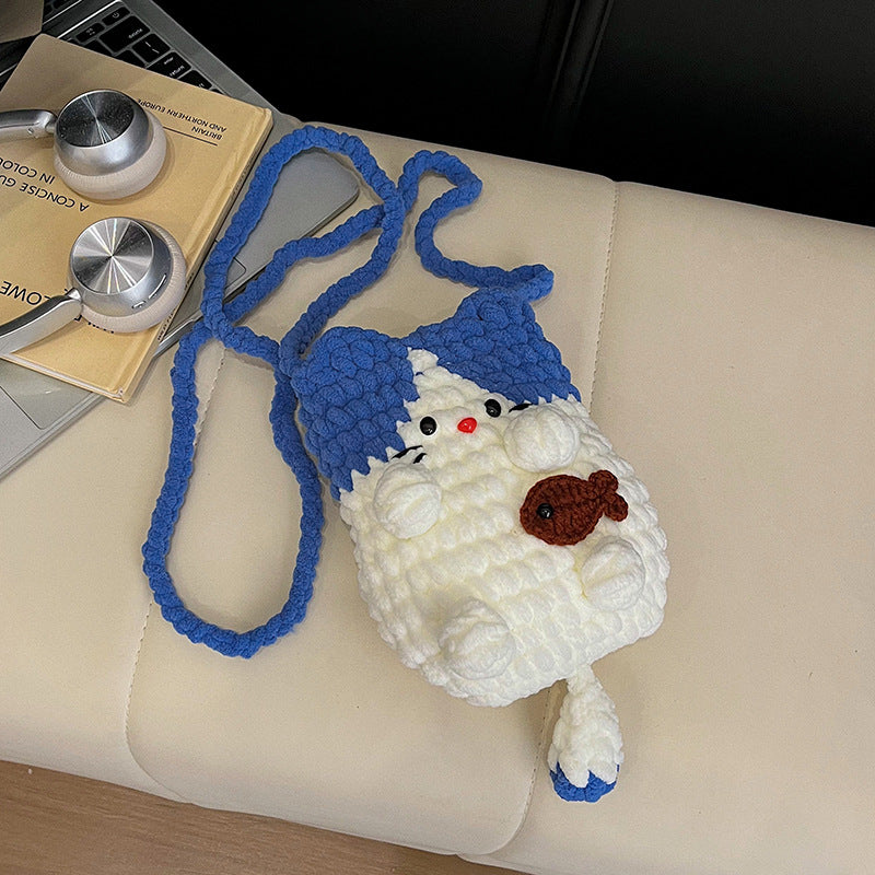 Creative Cat-Themed Crochet Crossbody Bag