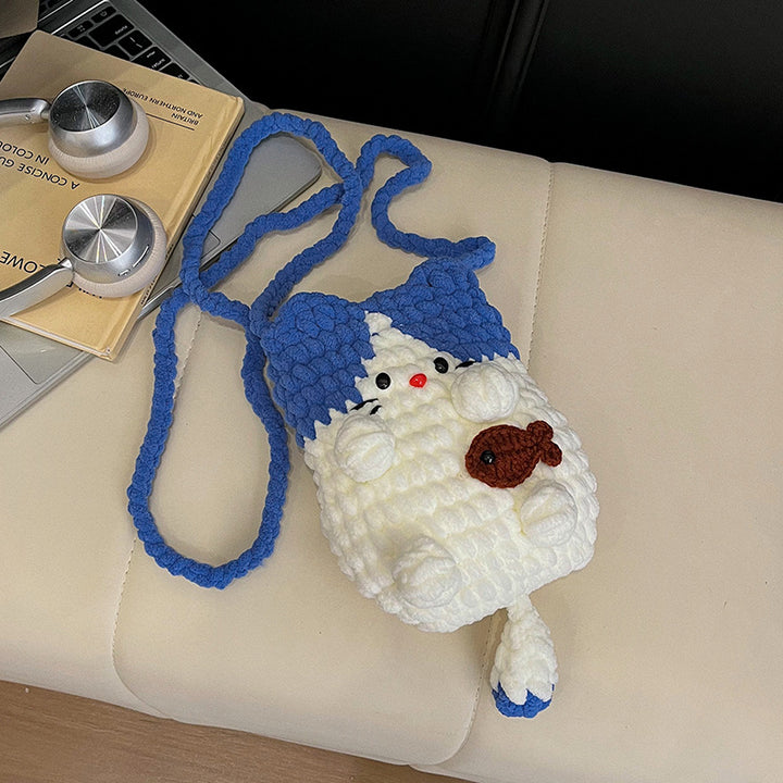 Creative Cat-Themed Crochet Crossbody Bag