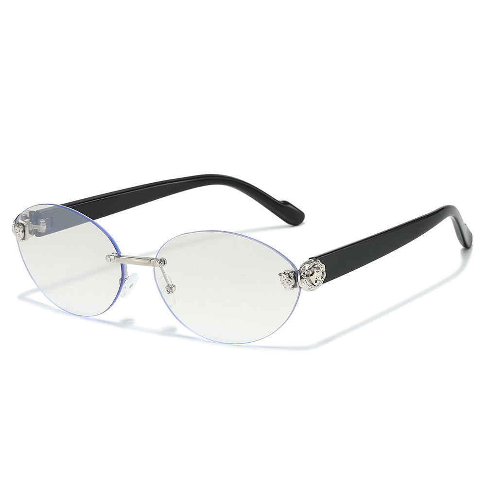 Designer Oval Frame Sunglasses with Decorative Accents Kalsten