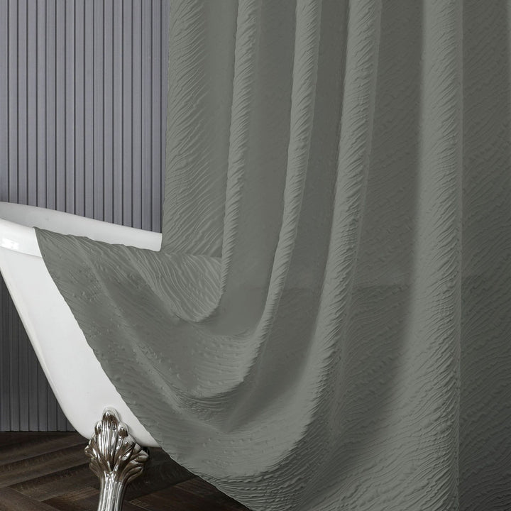 Textured Leaf Motif Shower Curtain Kalsten