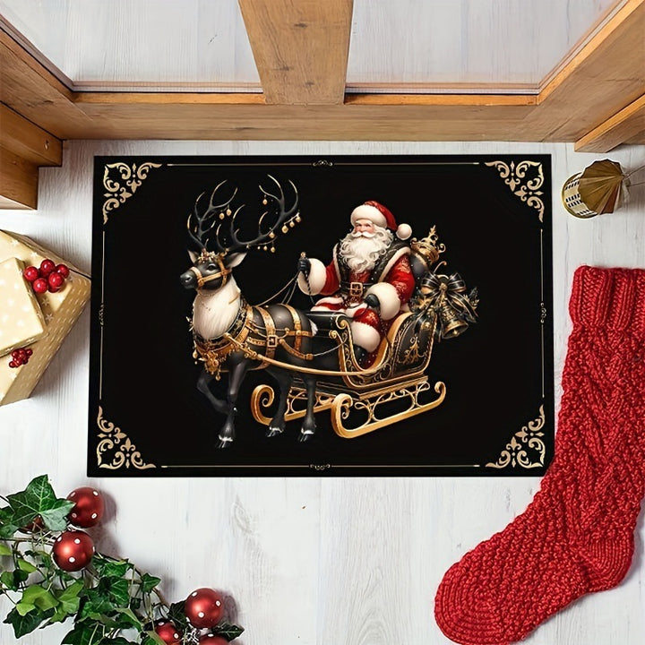 Santa Sleigh-Themed Indoor Welcome Mat