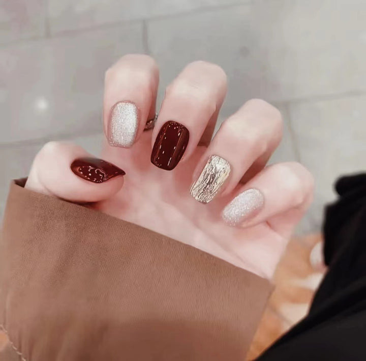 Glamorous Multi-Finish Press-On Nails Kalsten