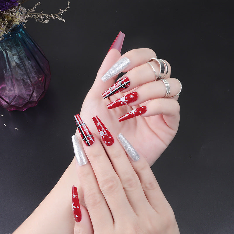 Artistic Press-On Nail Set with Holiday Theme Kalsten