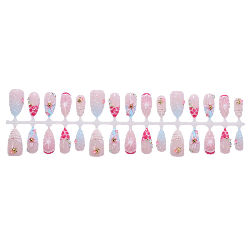 Artistic Press-On Nail Set with 3D Elements kalsten
