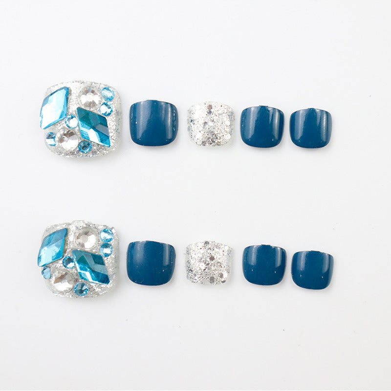 Rhinestone-Embellished Press-On Toenail Set Kalsten