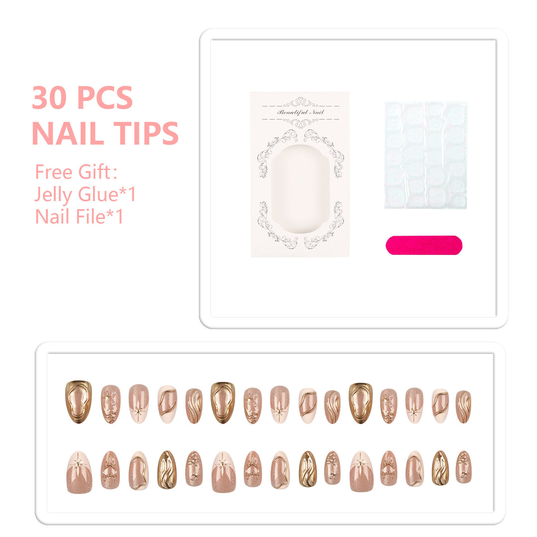 Artistic Gold-Accent Press-On Nail Set