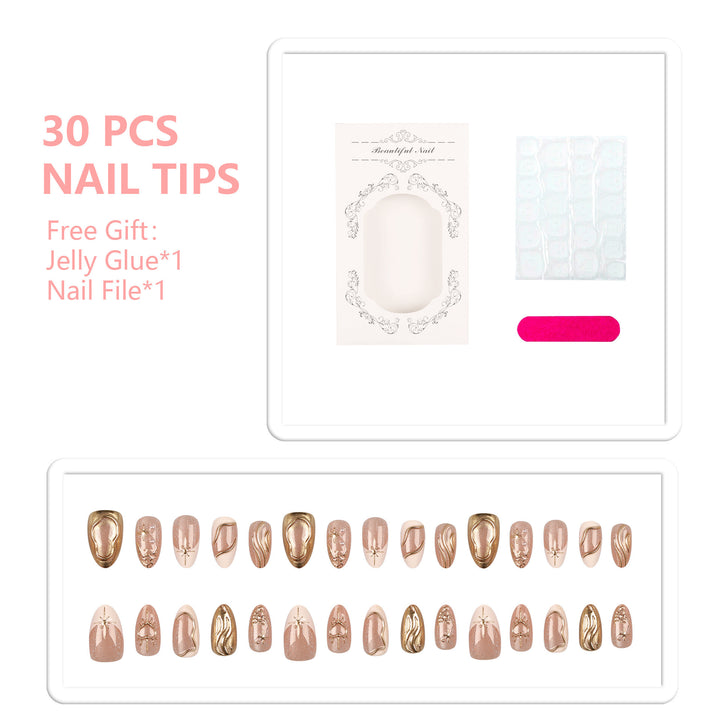 Artistic Gold-Accent Press-On Nail Set