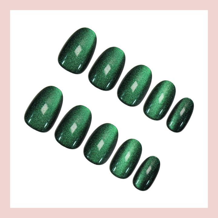 Artificial nail set with shimmering green effects Kalsten