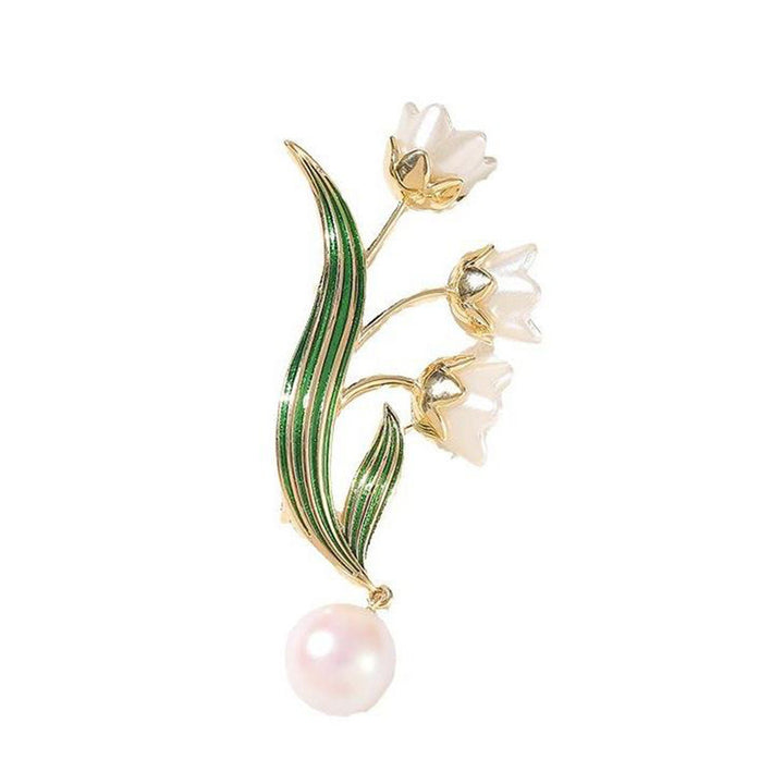Elegant flower brooch with pearl pendant Kalsten