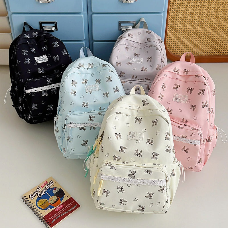 Feminine Bow-Patterned Casual Backpack Kalsten