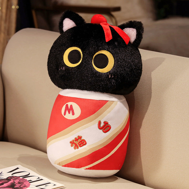 Cozy plush floor seat pouf in cat shape with shape-retaining filling