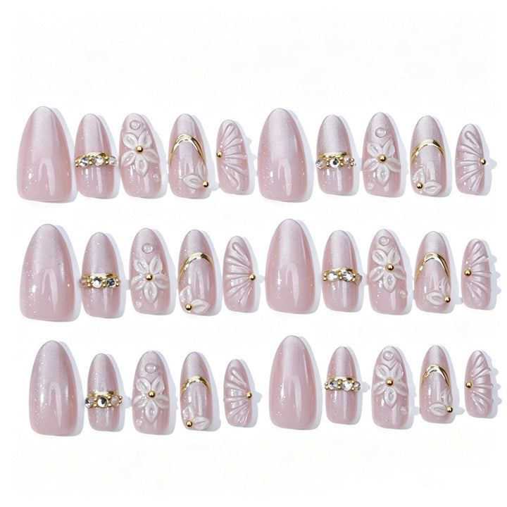 Elegant artificial nail set with floral and glitter elements Kalsten