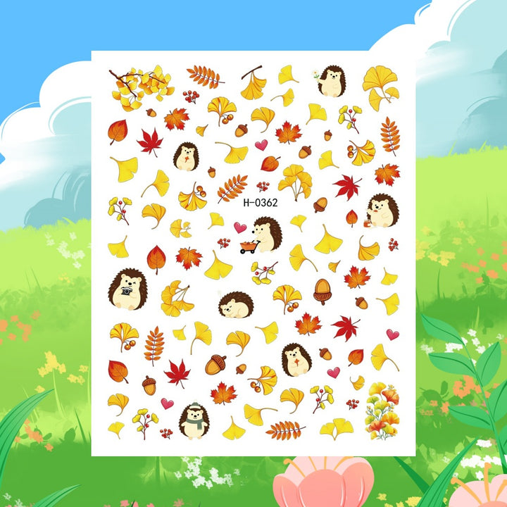 Autumn-Themed Nail Art Sticker Sheet