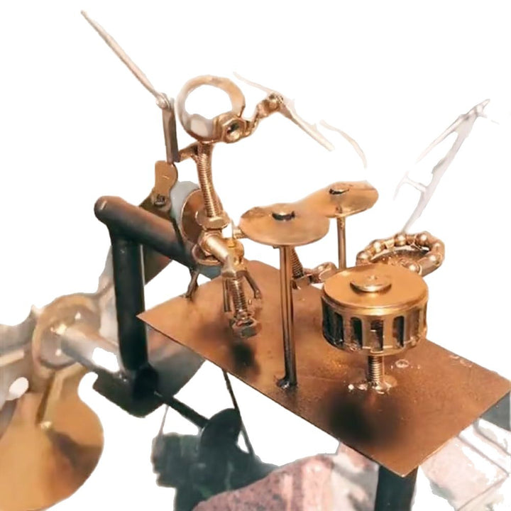 Metal Kinetic Wind Spinner Garden Sculpture With Multi-Blade Vane Adjustable Stake