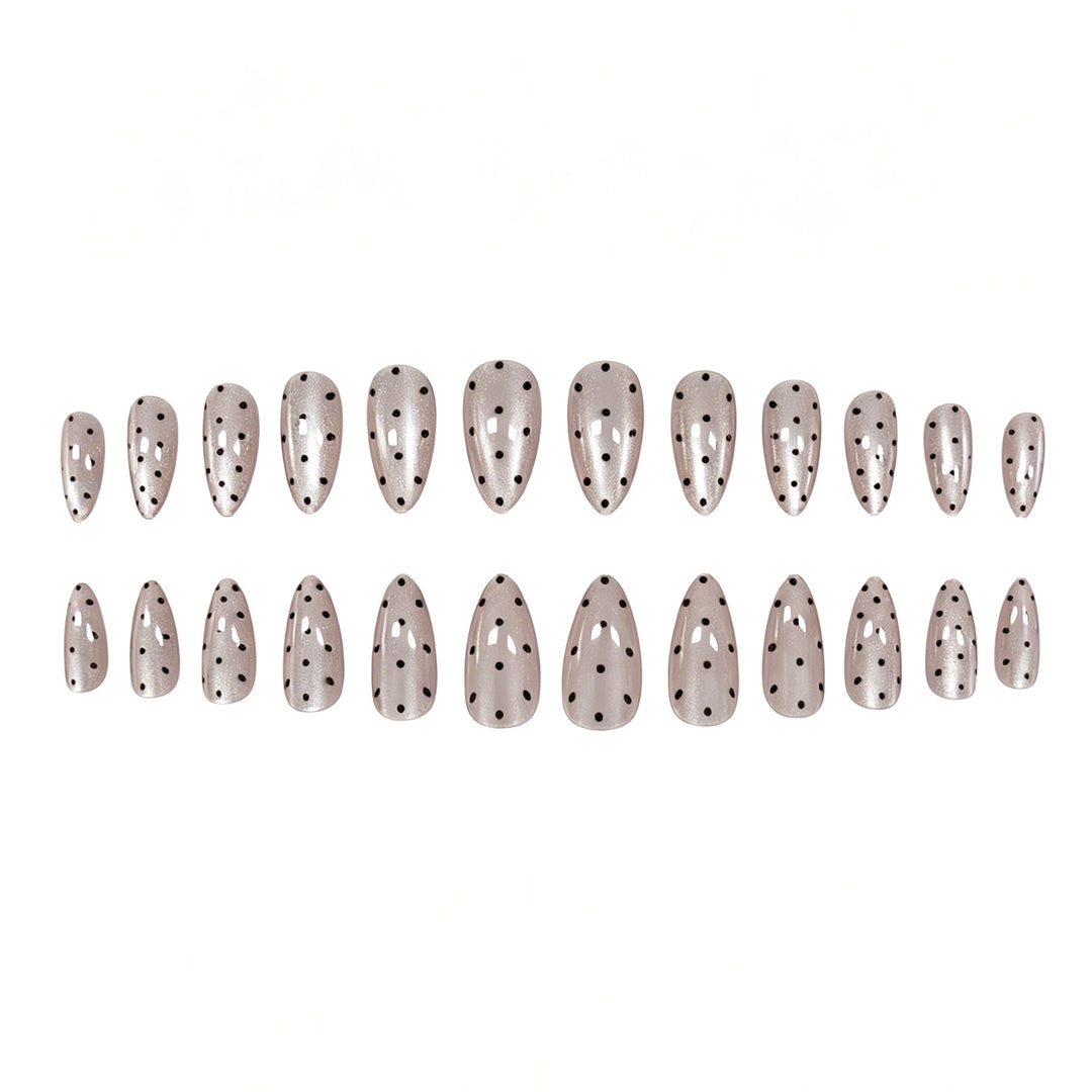 Elegant Polka Dot Almond-Shaped Nail Art Enhancements Kalsten