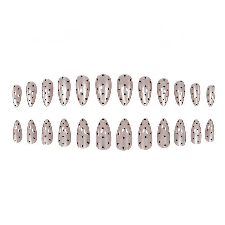 Elegant Polka Dot Almond-Shaped Nail Art Enhancements Kalsten