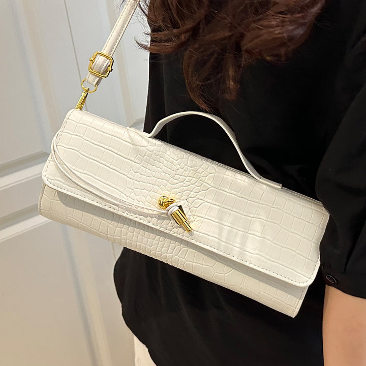 Elegant Crocodile-Textured Handbag