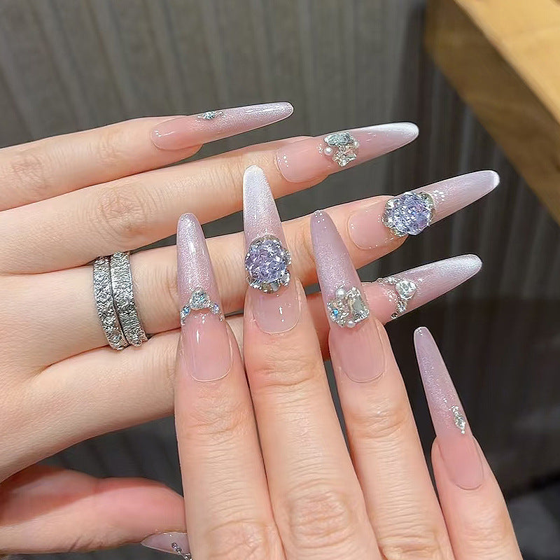 Glamorous Rhinestone-Embellished Stiletto Press-On Nails Kalsten