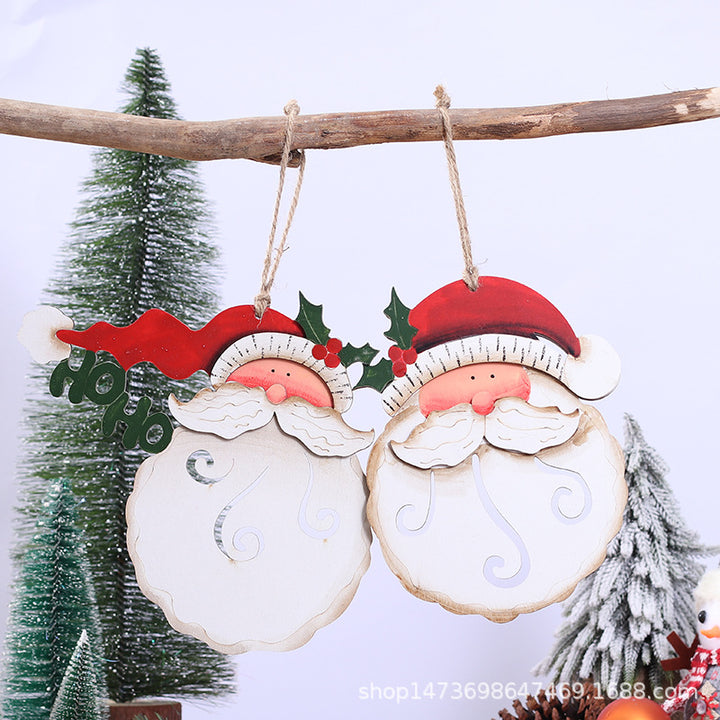 Decorative Wooden Santa Head Ornament
