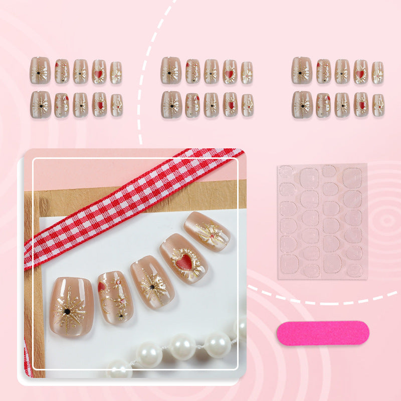 Decorative Heart-Embellished Press-On Nail Set