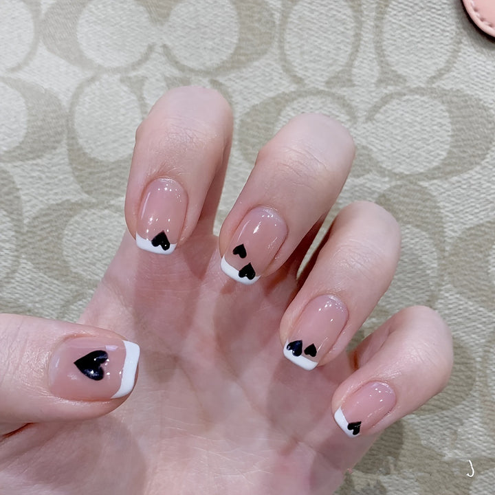 Artistic Heart-Patterned Press-On Nails