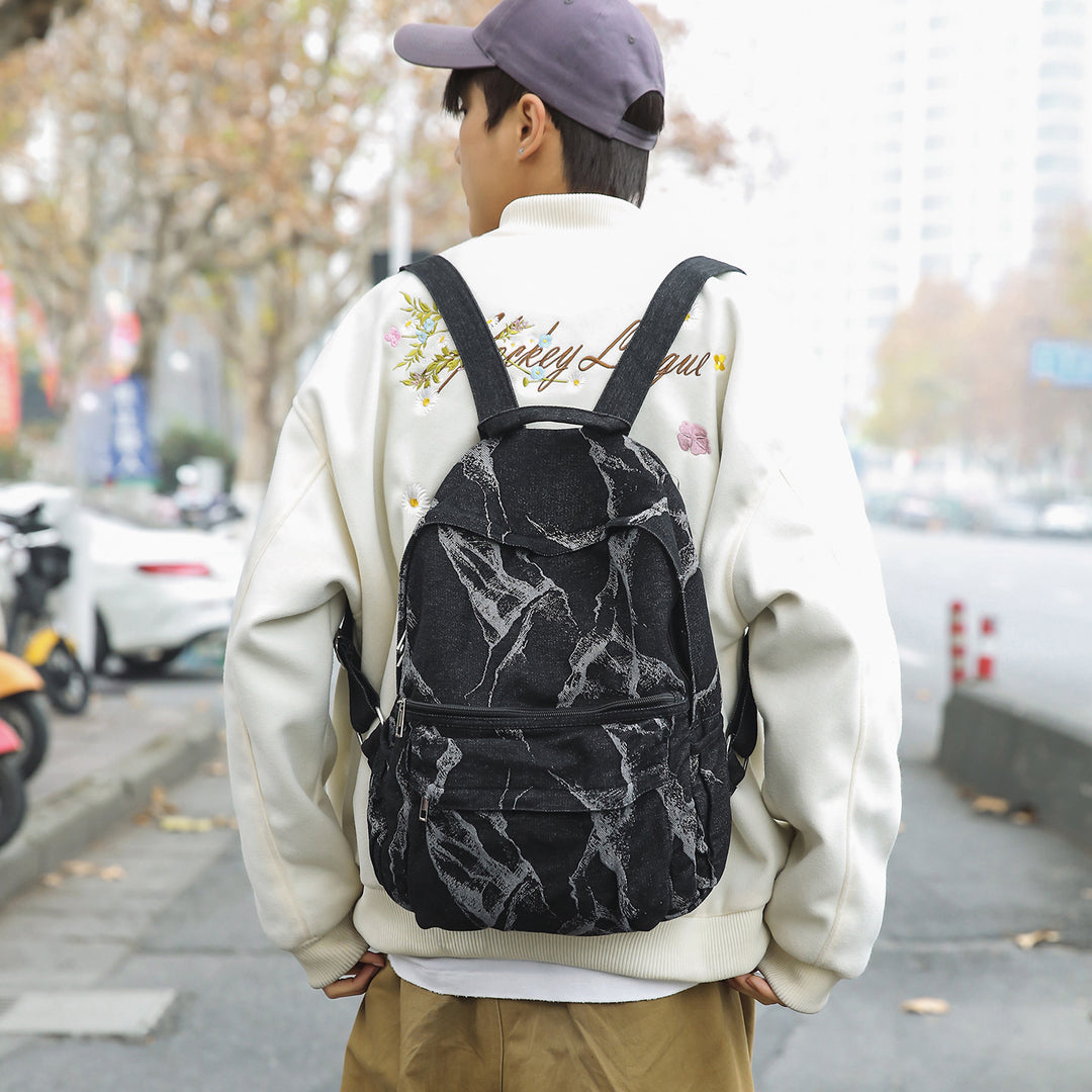 Stylish Textured Denim Backpack Kalsten