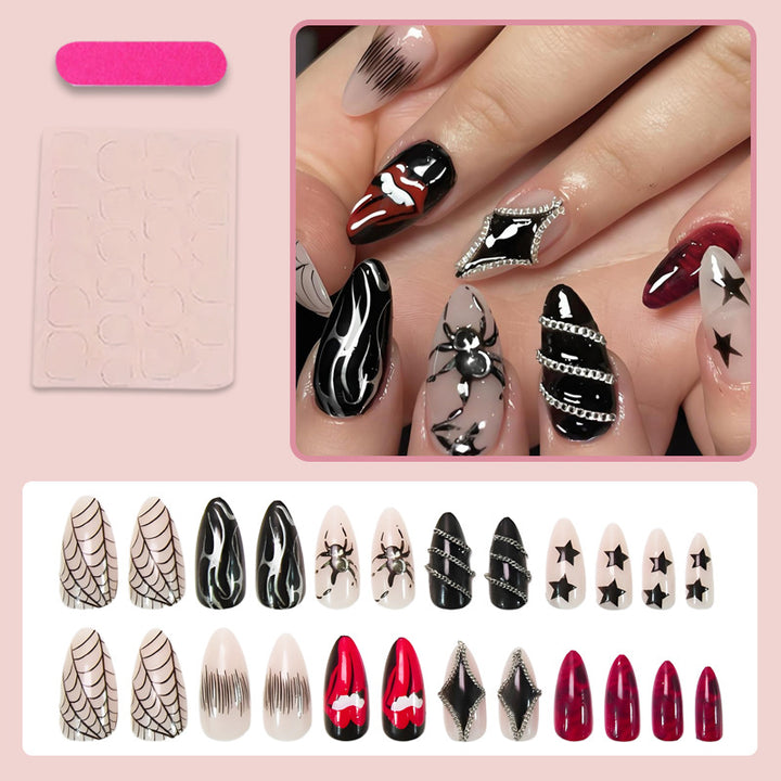 Nail art set with spooky Halloween designs and 3D embellishments Kalsten