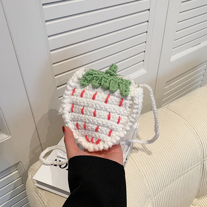 Strawberry-Themed Crocheted Handbag