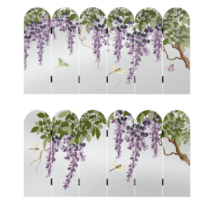 Decorative Room Divider with Wisteria Design