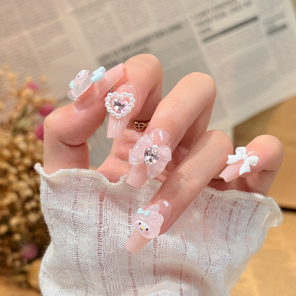 Elegant Stiletto Press-On Nails with Floral and Glitter Accents Kalsten