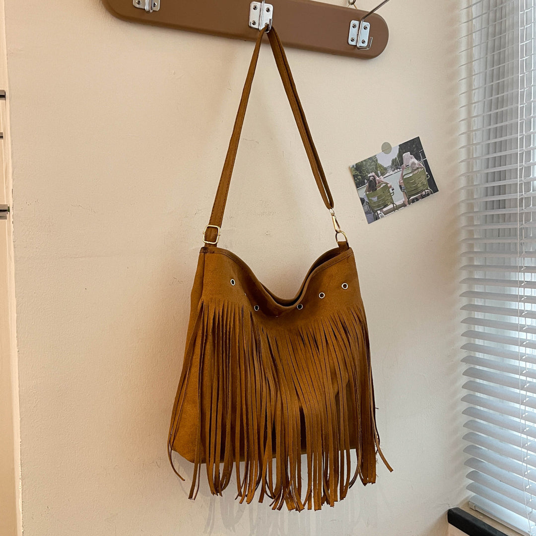 Suede Fringe Shoulder Bag Kalsten