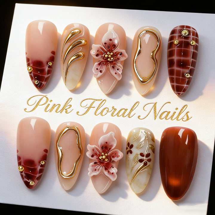 Artistic Floral Press-On Nail Art Set Kalsten 1790636462