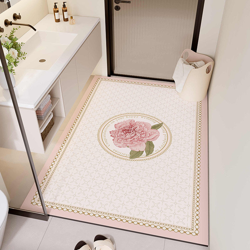 Floral Design Bathroom Mat