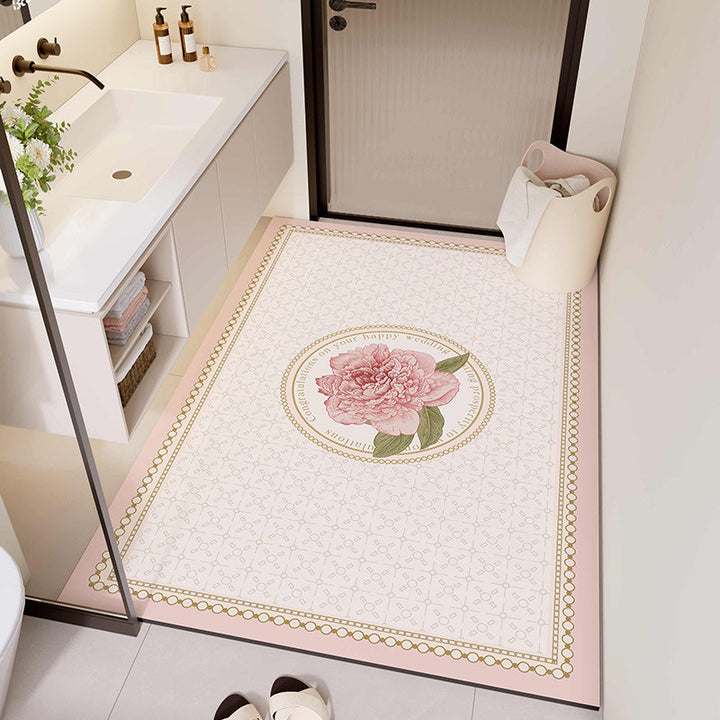 Floral Design Bathroom Mat