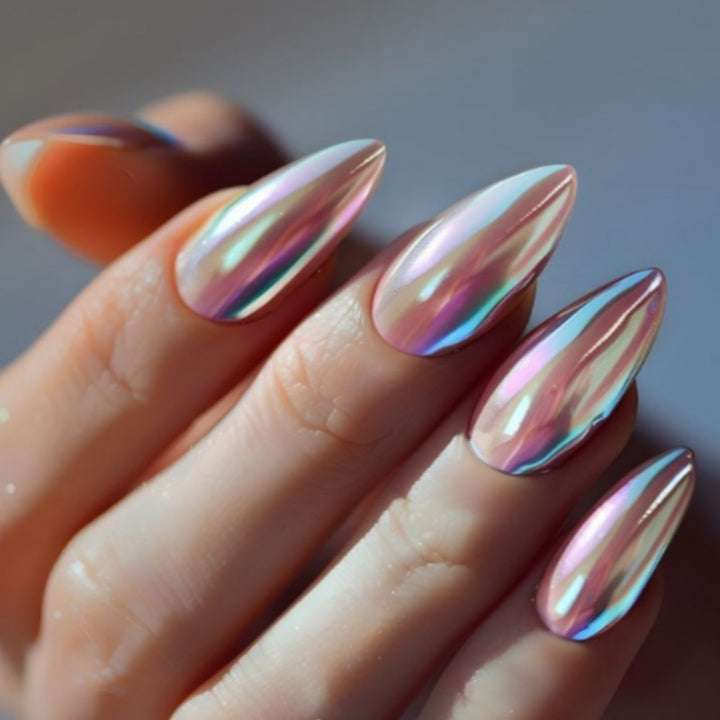 Iridescent Press-On Nail Tips Kalsten