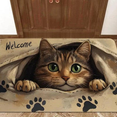 Cute Cartoon Cat Welcome Mat