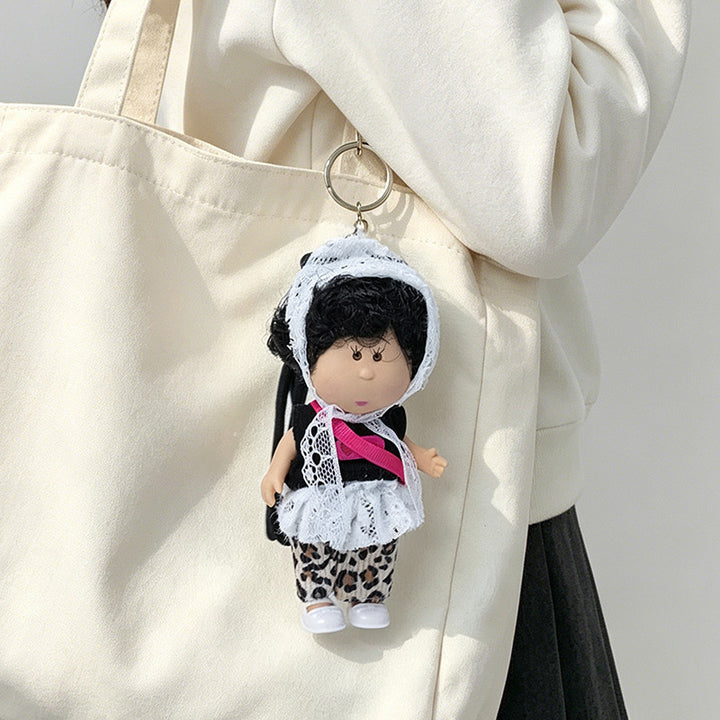 Hooded Doll Bag Charm Keychain with Denim Outfit & Loop Strap Kalsten