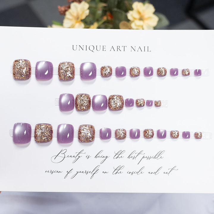 Rhinestone-Embellished Pedicure Nail Art