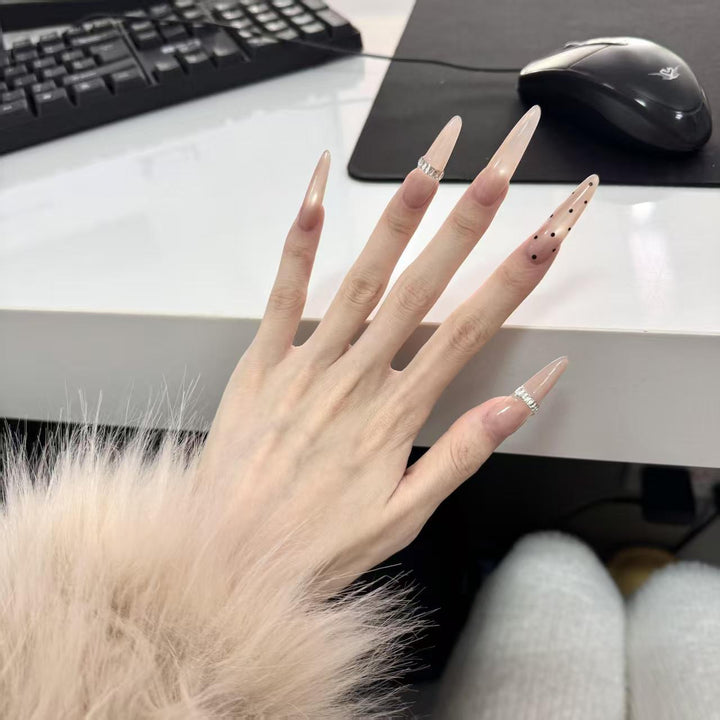 Stiletto Nail Art Extensions with Decorative Rhinestones
