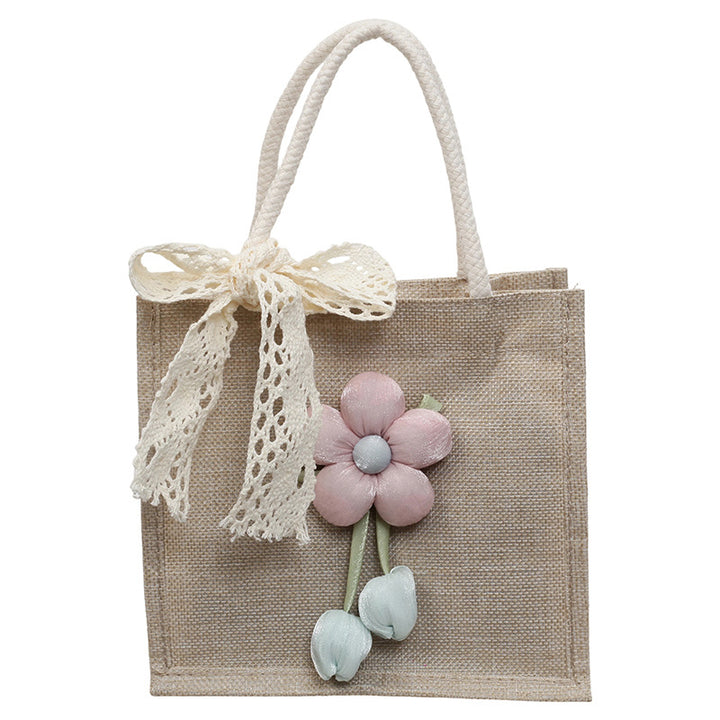 Floral Accent Handcrafted Tote Bag