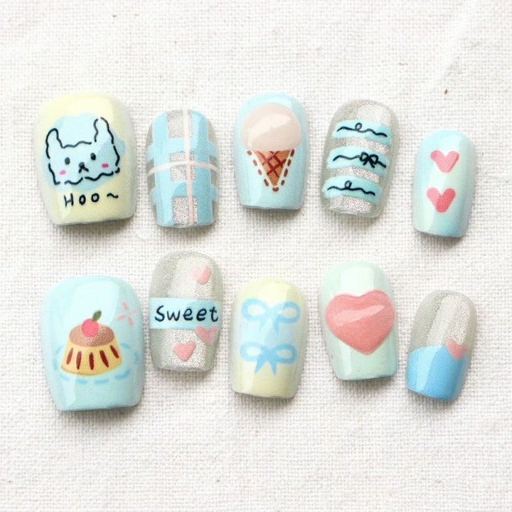 Playful Cartoon-Inspired Press-On Nail Set