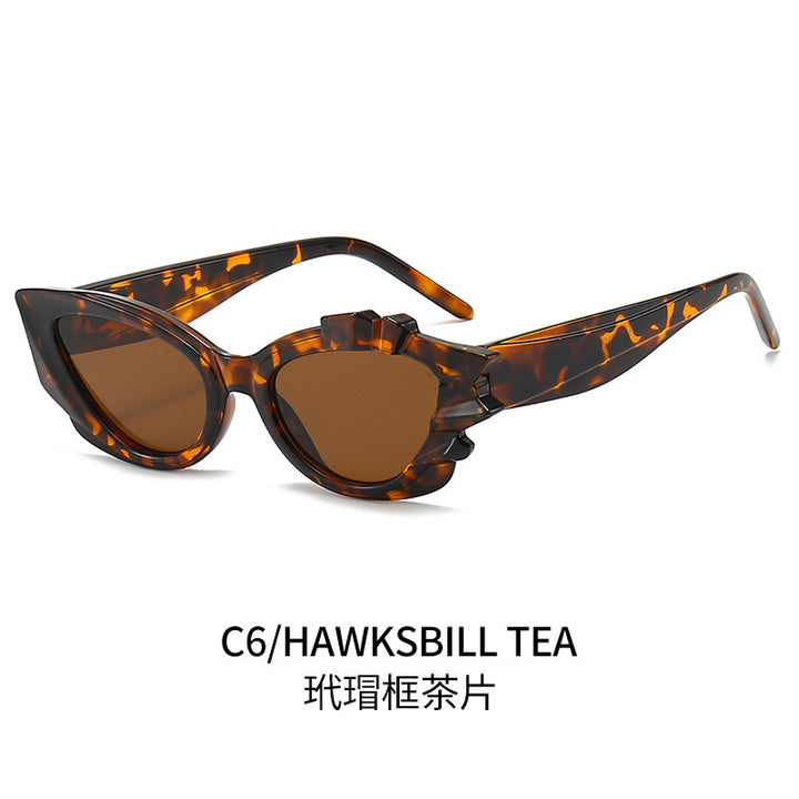 Ladies Cat-Eye Sunglasses with Eye-Catching Flower Frame Kalsten