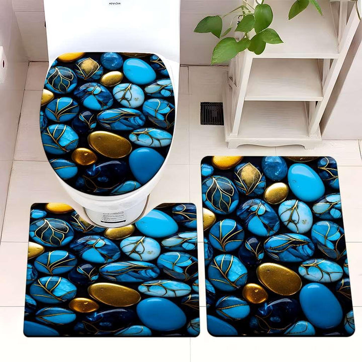 Decorative Pebble Bathroom Mat Set Kalsten