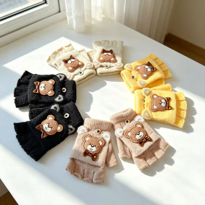 Cute Bear-Themed Fingerless Gloves Kalsten