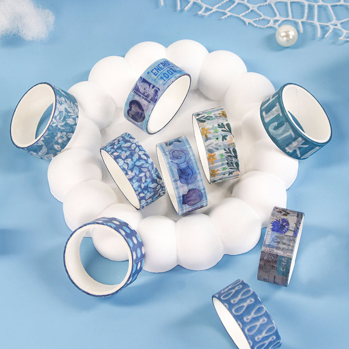 Patterned Washi Tape Assortment Gift Set With Nautical Motifs And Mixed-Width Craft Masking Rolls